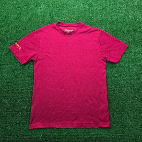 Popeyes Tshirt Mens Small Red Short Sleeve‎ Employee Uniform Work Wear - Picture 1 of 9